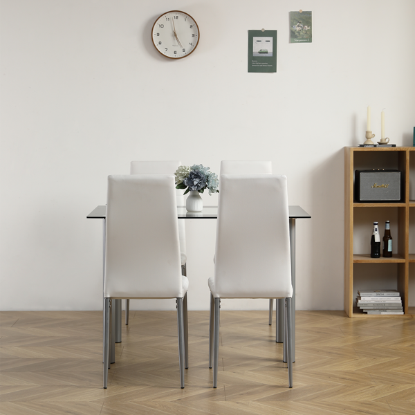110cm Tempered Glass Dining Table with Stainless Steel Frame