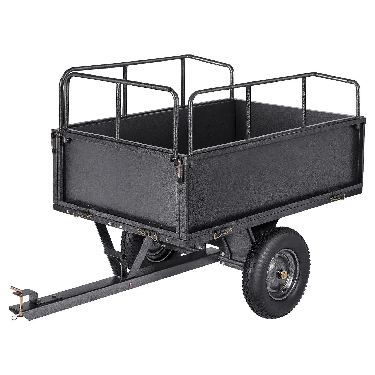 Heavy Duty Steel Dump Cart 17 Cu. Ft 600lb Tow-Behind Garden Trailer