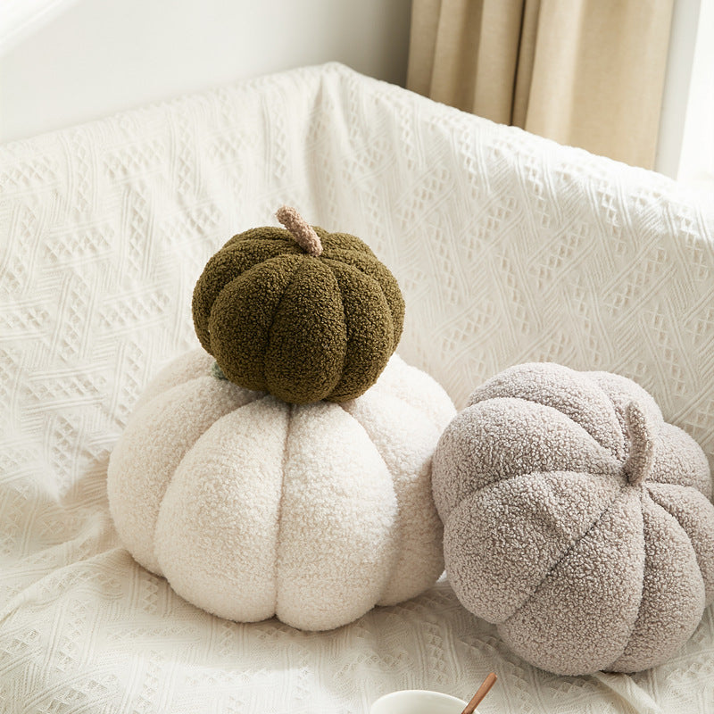 Cute Nordic Pumpkin Plush Pillow - Knitted Yarn Round Cushion for Home Decor