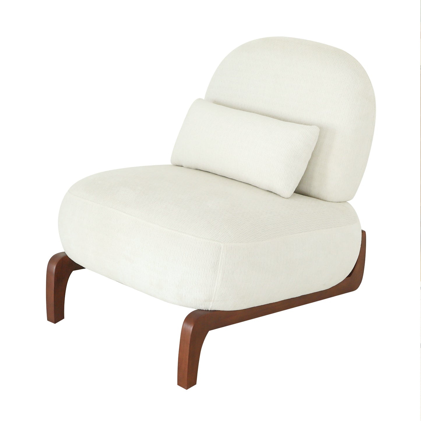 Cozy White Accent Chair with Solid Wood Legs - Set of 2