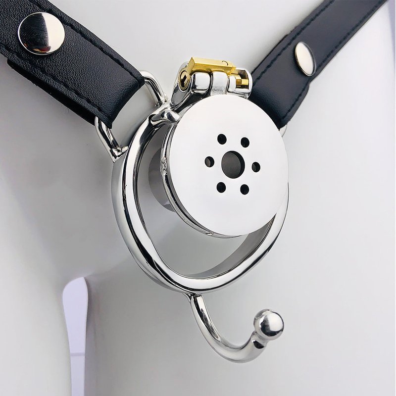 Men's Stainless Steel Chastity Lock with Adjustable Ring & Belt - Multiple Sizes