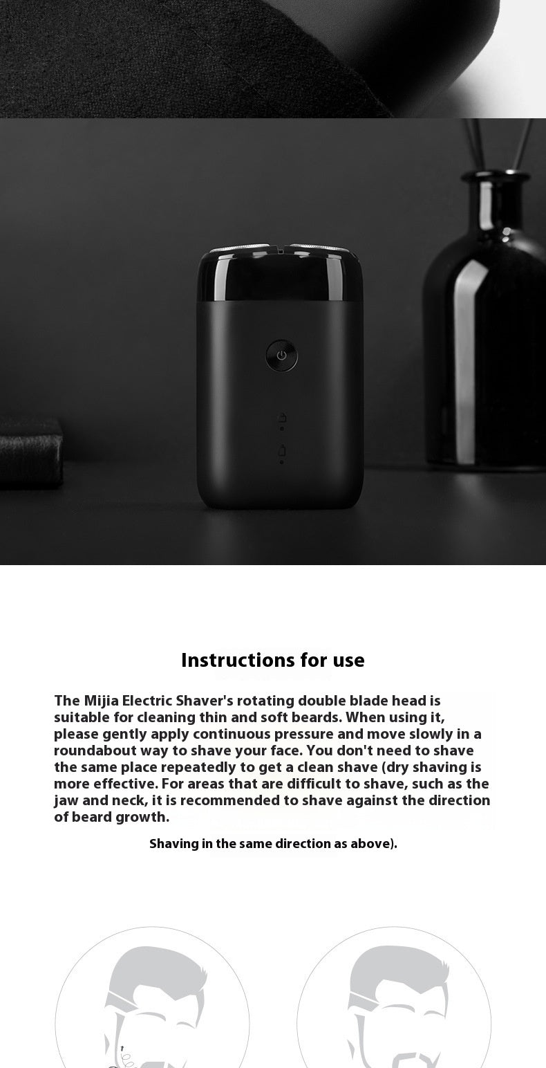 Electric Shaver with Rotating Double Cutter Head