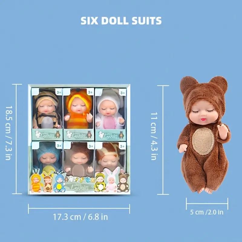 Set of 6 Realistic Baby Plush Dolls - Soft Toy Gift for Girls