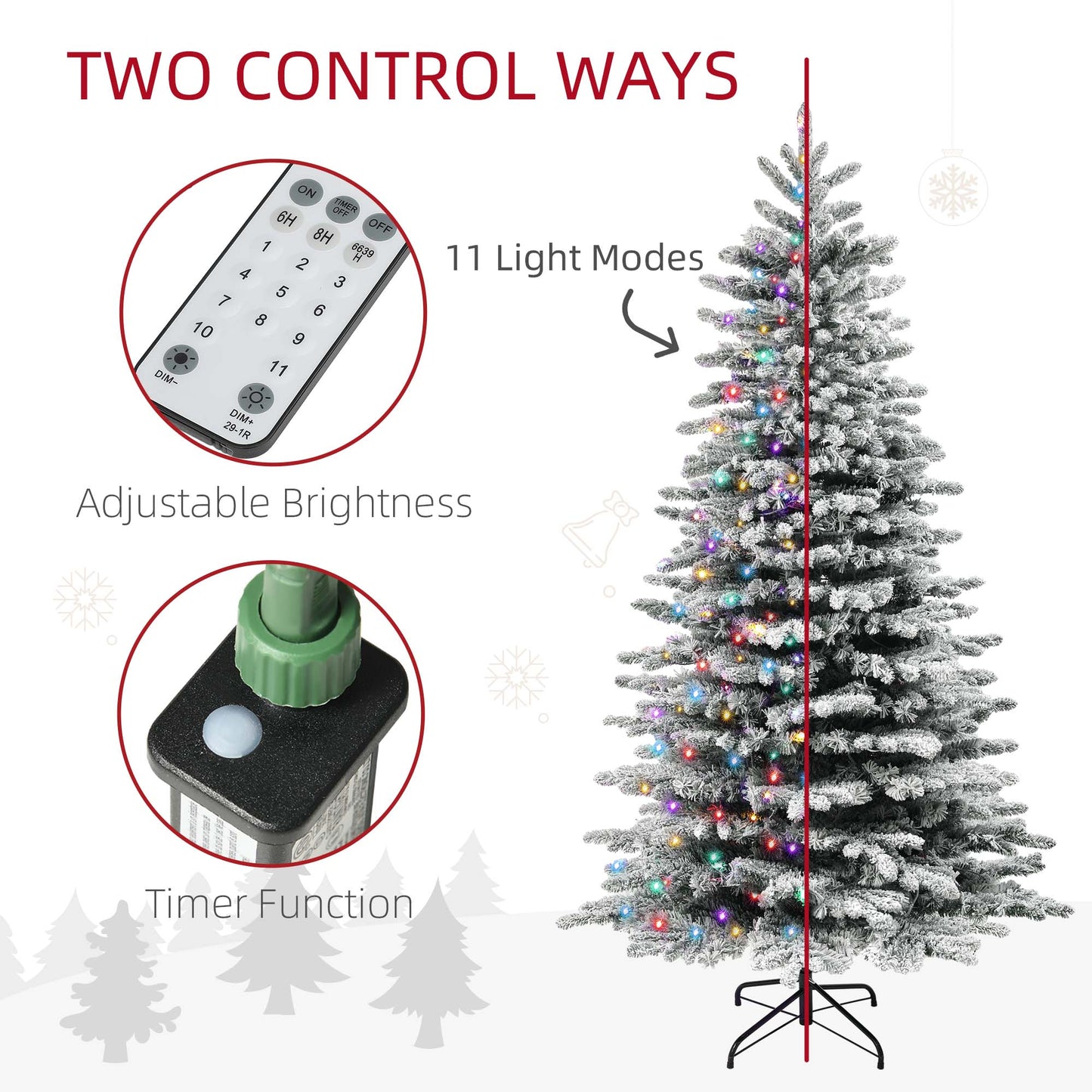 7.5ft Pre-Lit Snow Flocked Christmas Tree with 500 LED Lights