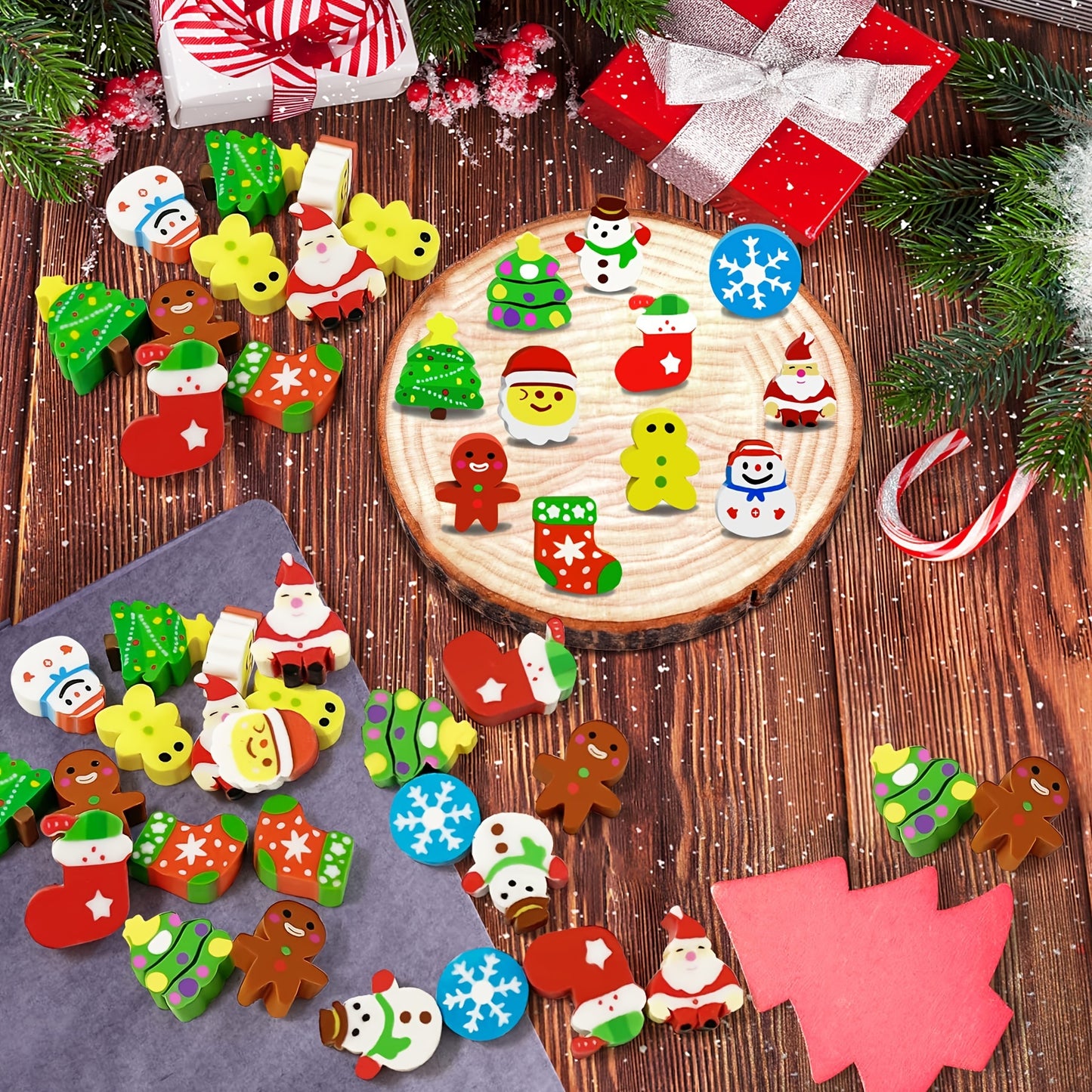 150 Pcs Christmas Mini Animal Pencil Erasers - Fun Holiday Party Favors