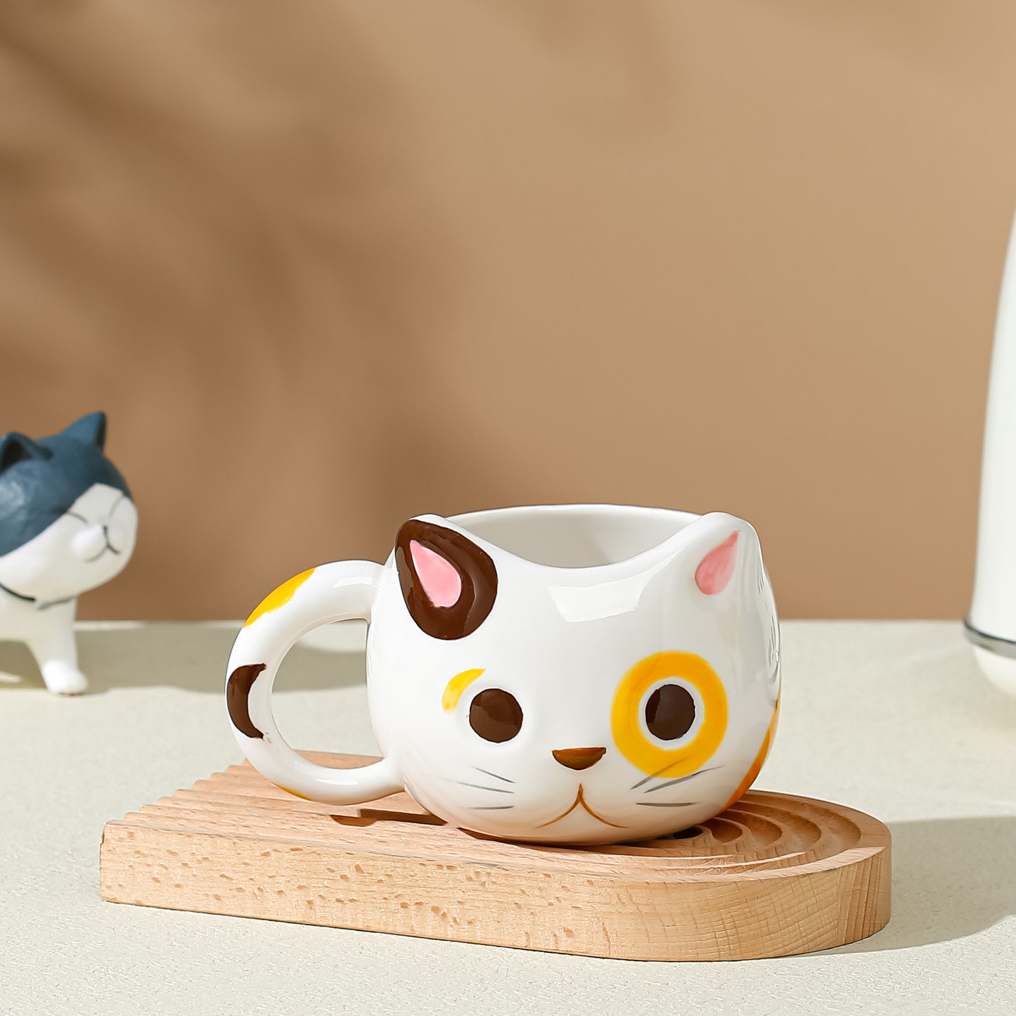 Cute Hand-Painted Ceramic Cat Mug - 430ml Creative Kitchen Drinkware