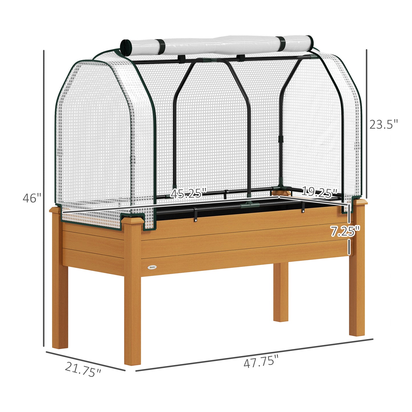 Raised Garden Bed with Greenhouse Cover - Outdoor Planter Box for Herbs and Vegetables, 48 x 22 x 46 inch