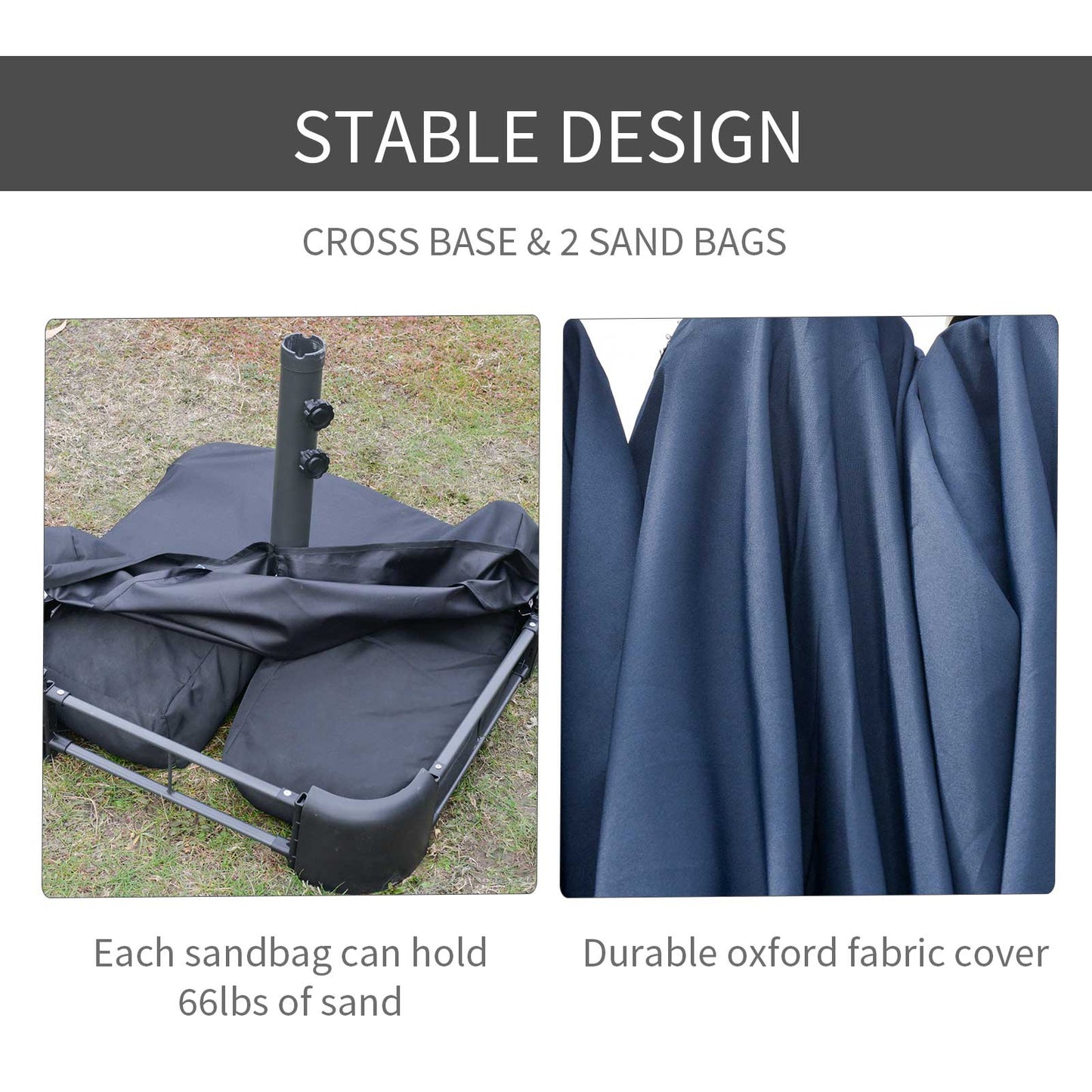 Double-Sided Patio Umbrella - Rust-Resistant Steel, Dark Blue
