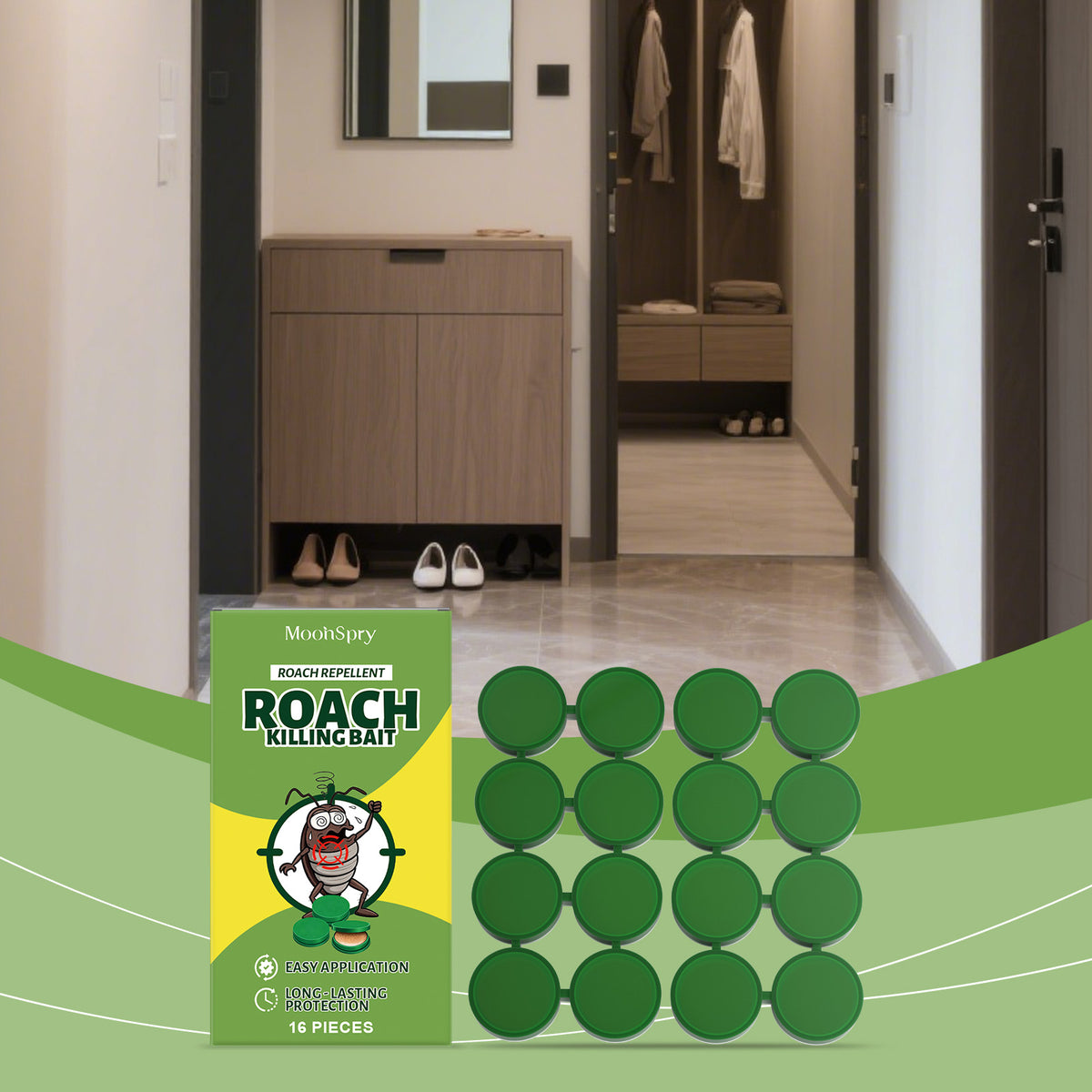 Cockroach Bait Stickers 16-Pack - Pest Control Sticky Traps for Insects