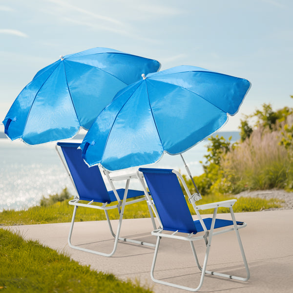 Folding Beach Chair with Umbrella - Lightweight, 265lbs Capacity