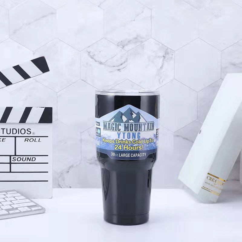 Large Capacity Stainless Steel Travel Insulated Car Mug with Straw & Brush