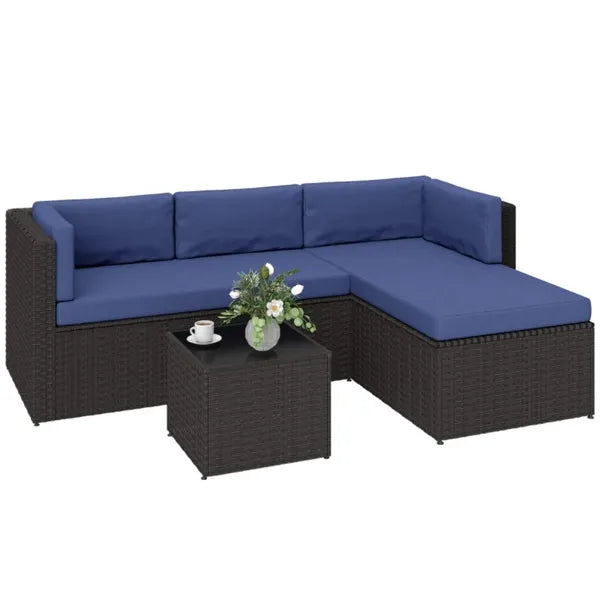 Three-Piece Outdoor Wicker Patio Furniture Set with Cushions