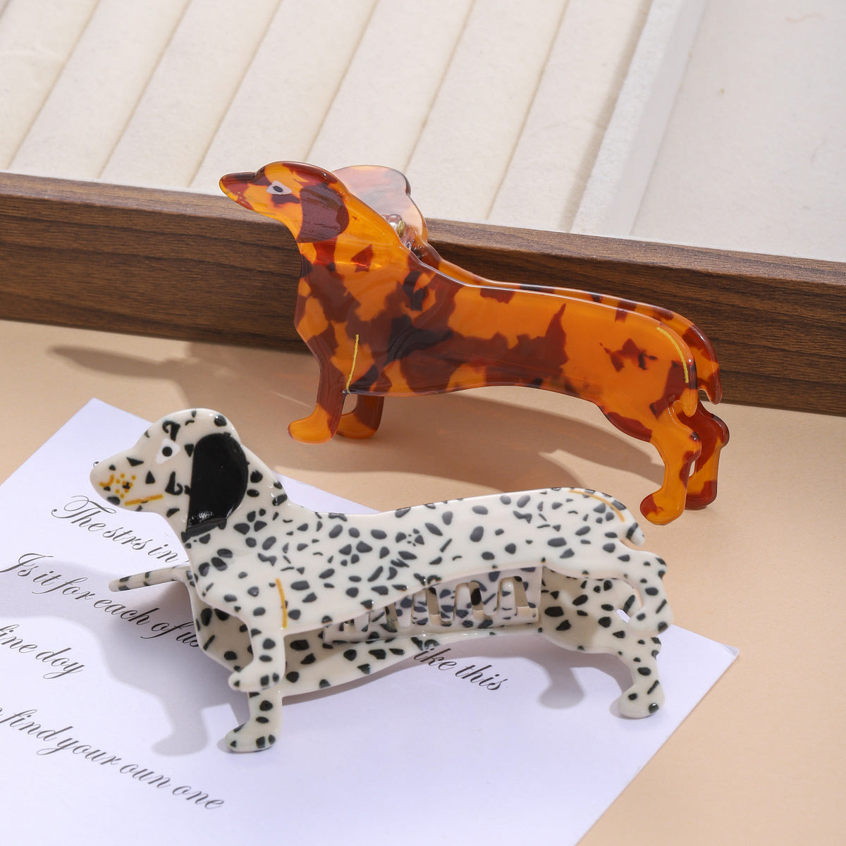 Dachshund Acrylic Hair Clip - Puppy Hair Accessory, Spotted & Leopard Dog Styles