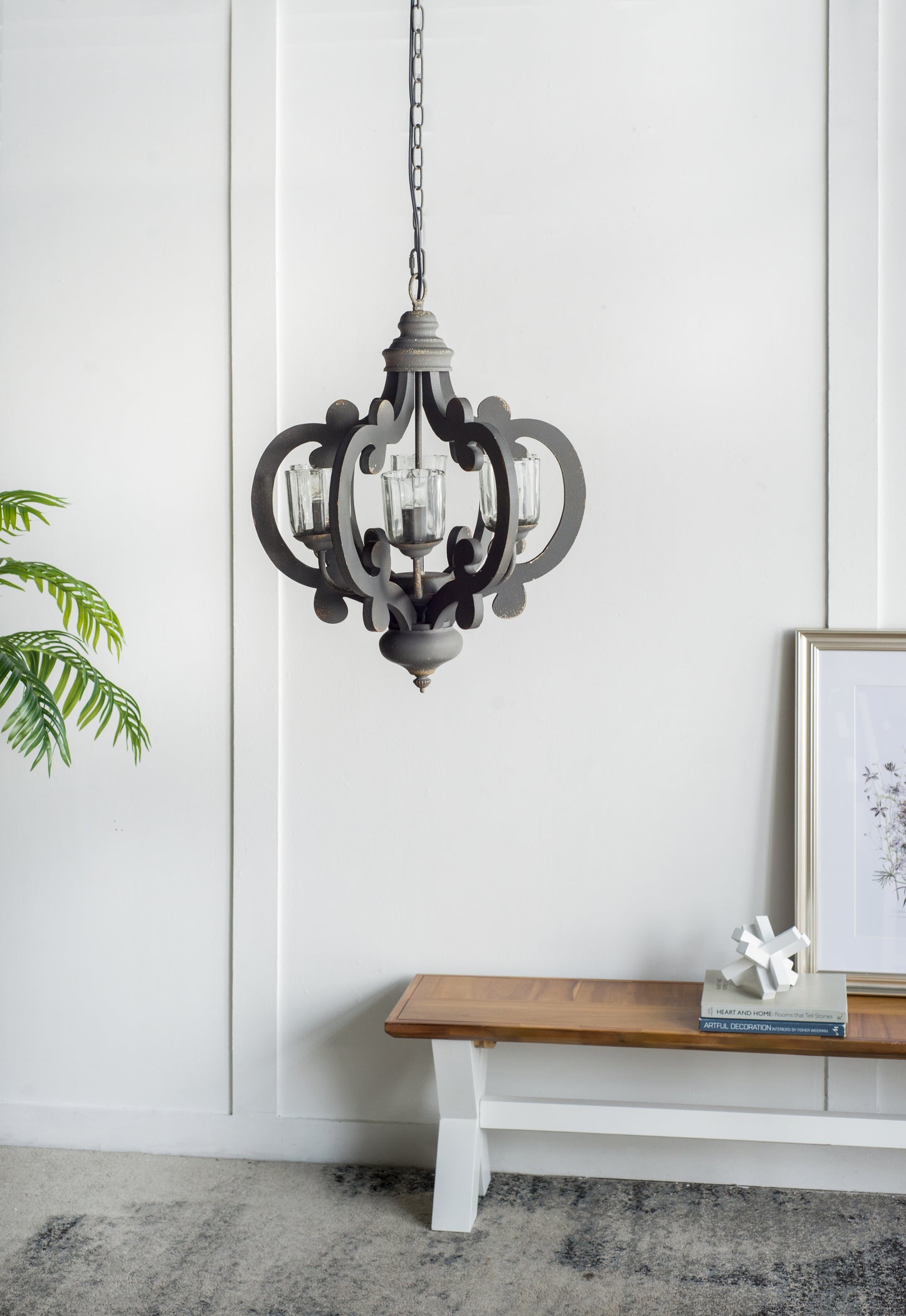 Farmhouse Chandelier, 6-Light Wood Chandelier Pendant Light Fixture