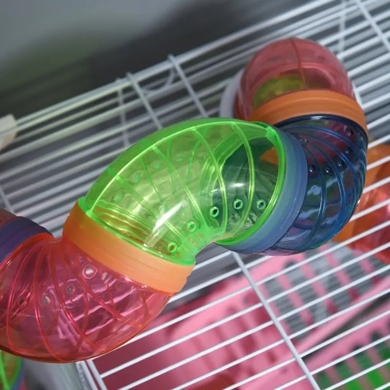5-Tier Hamster Cage with Exercise Wheels & Tunnels - Portable Animal Habitat
