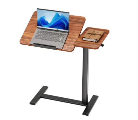 Adjustable Rolling Overbed Table with Wheels - Brown