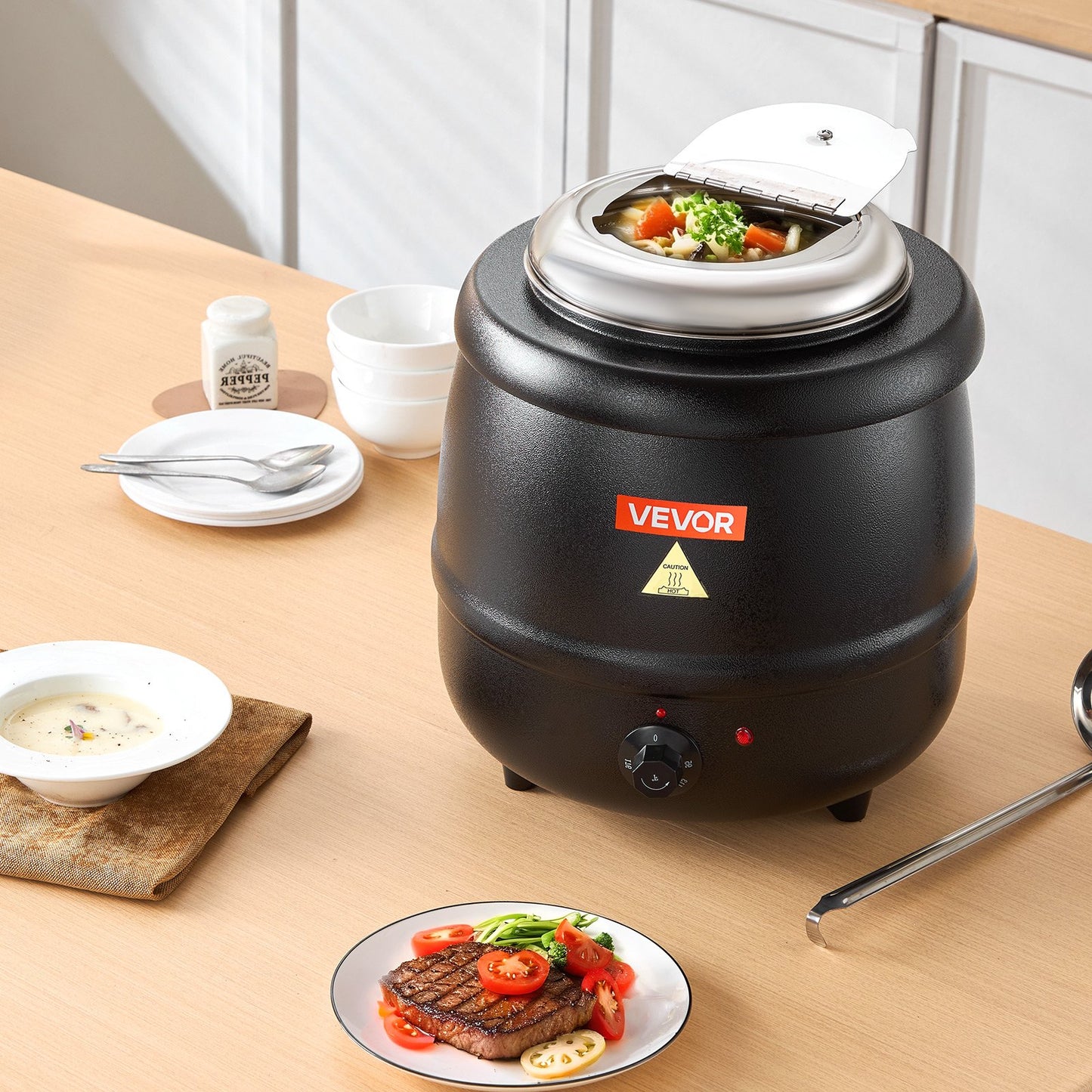 Commercial Soup Warmer with 10 Qt Pot - Adjustable Temperature Food Warmer