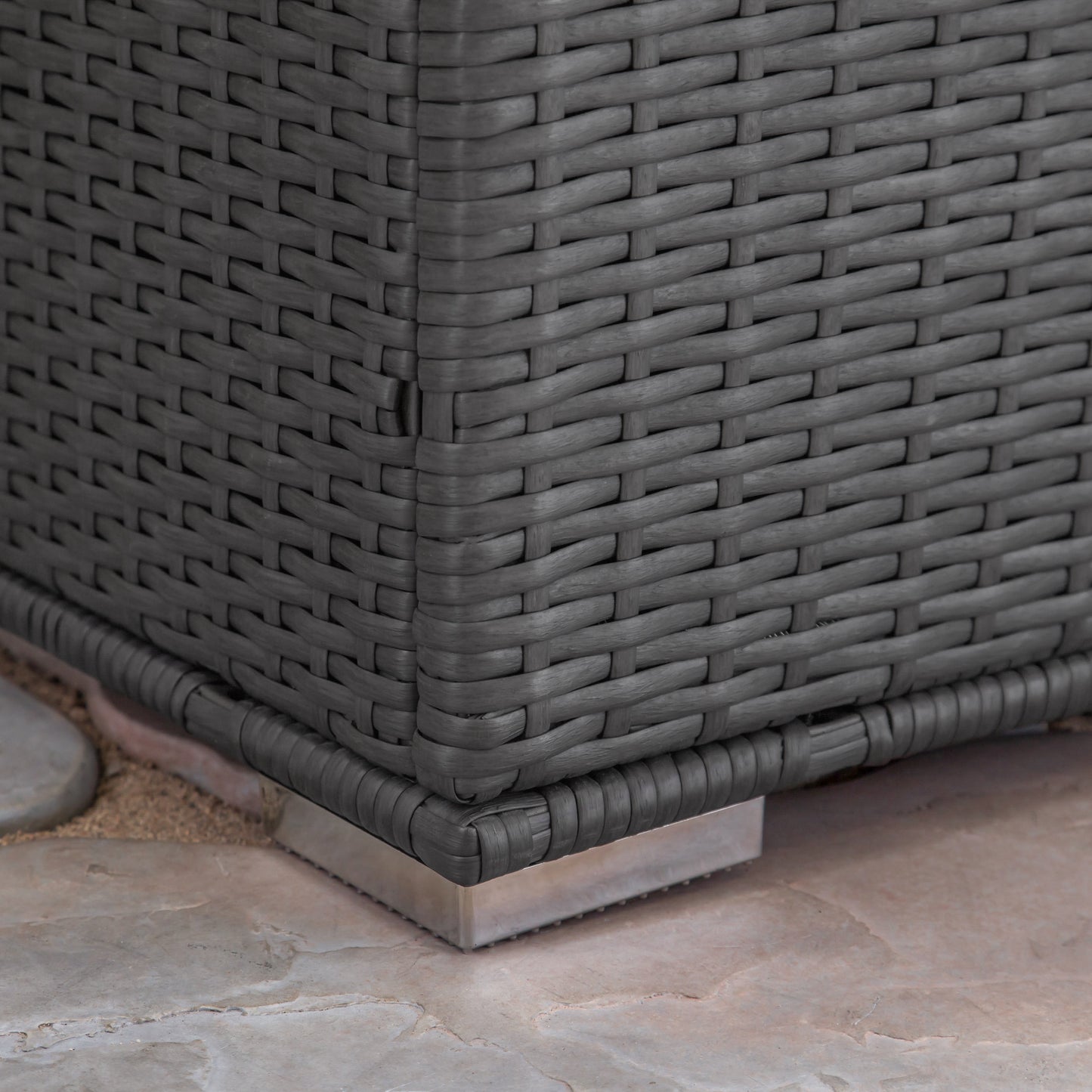 Outdoor Storage Box - Grey Rattan, 33.5" x 33.5"