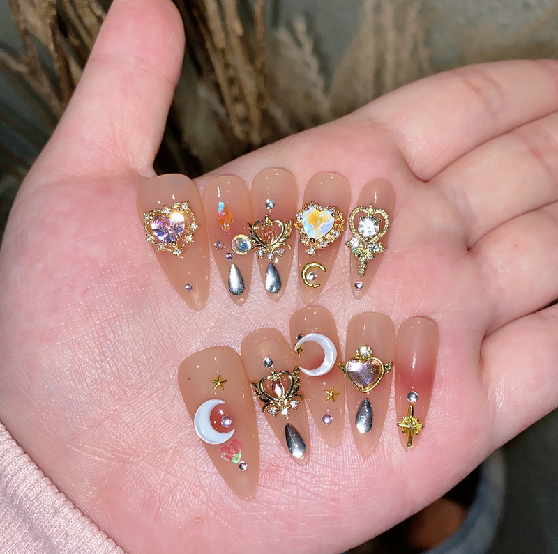 False Nail Patch Kit with Glue & Alcohol Cotton - Multiple Sizes