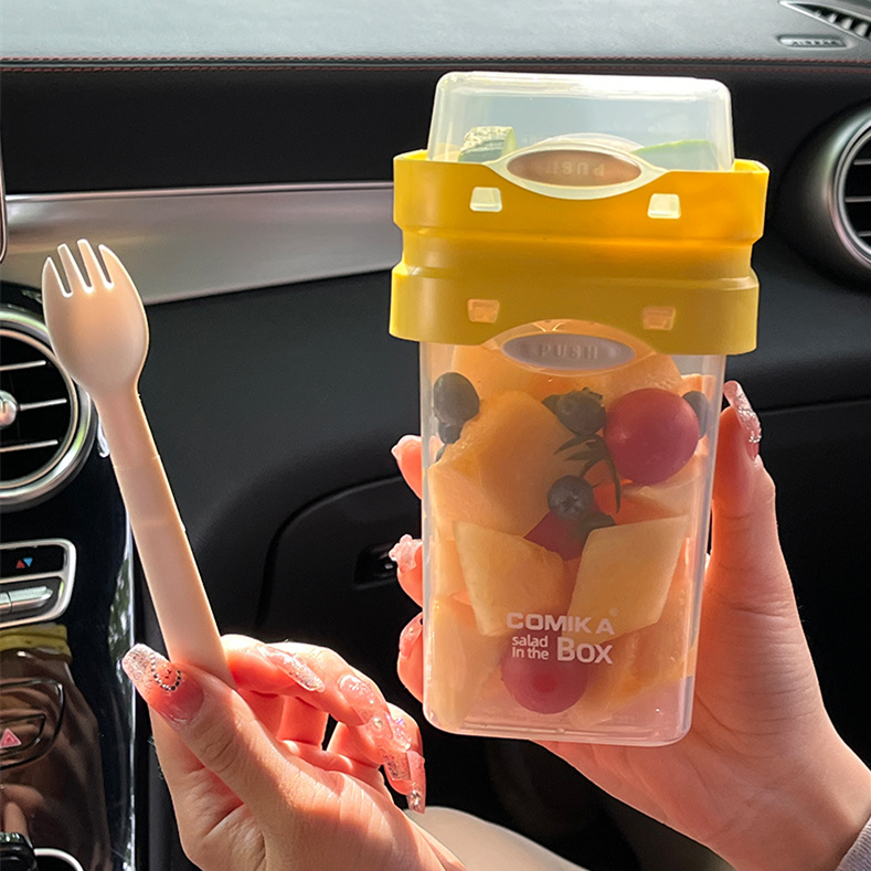 Portable Double-Layer Salad Cup with Capacity 501-600ml - Light Food & Yogurt Container