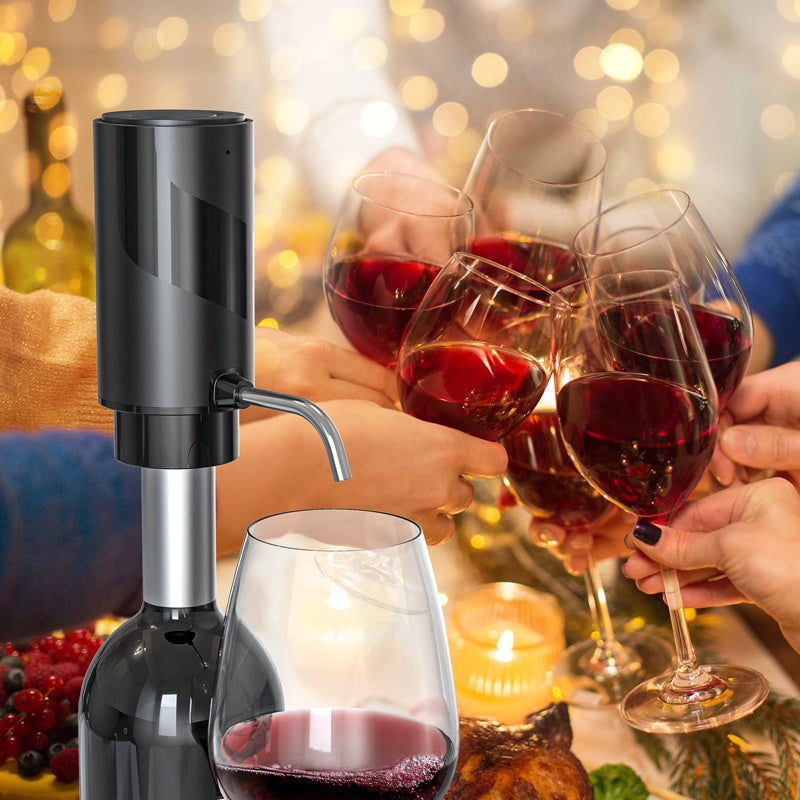 Electric Wine Decanter Pump Dispenser - One Touch Operation, 601-700ml, Black