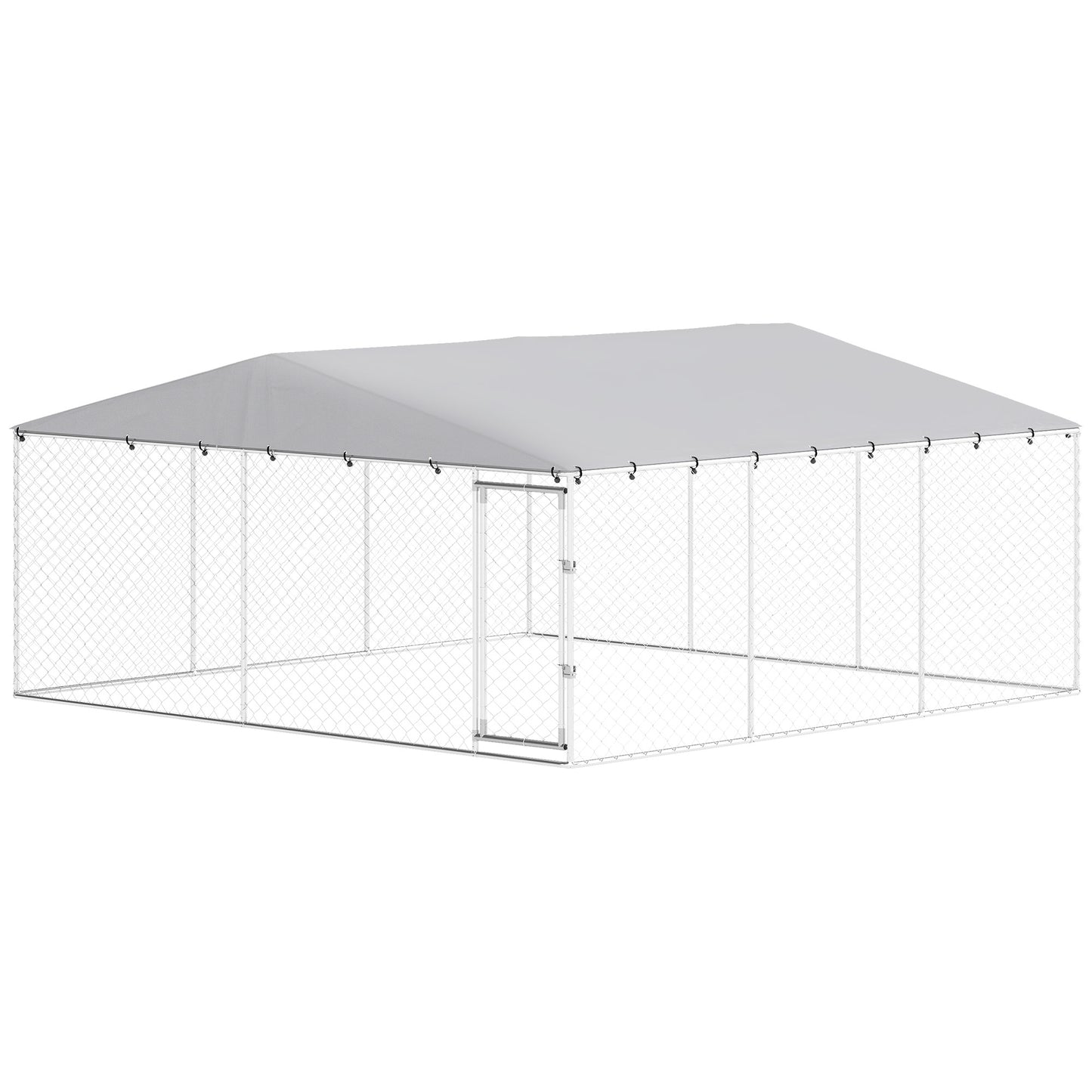 Outdoor Dog Kennel with Waterproof Roof for Small to Large Dogs - Silver 1850x330x180mm