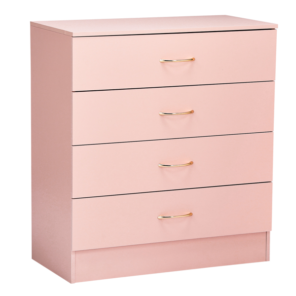 4-Drawer Pink Matt Finish Cabinet with Rose Gold Handles