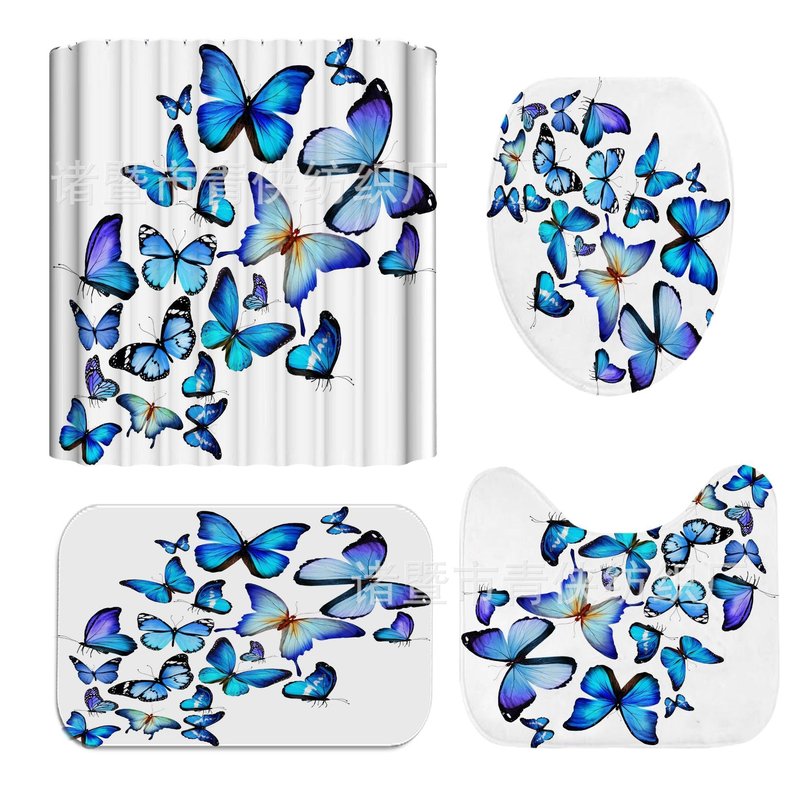 African Girl Waterproof Shower Curtain with Butterfly & Flower Pattern - Home Bathroom Decor