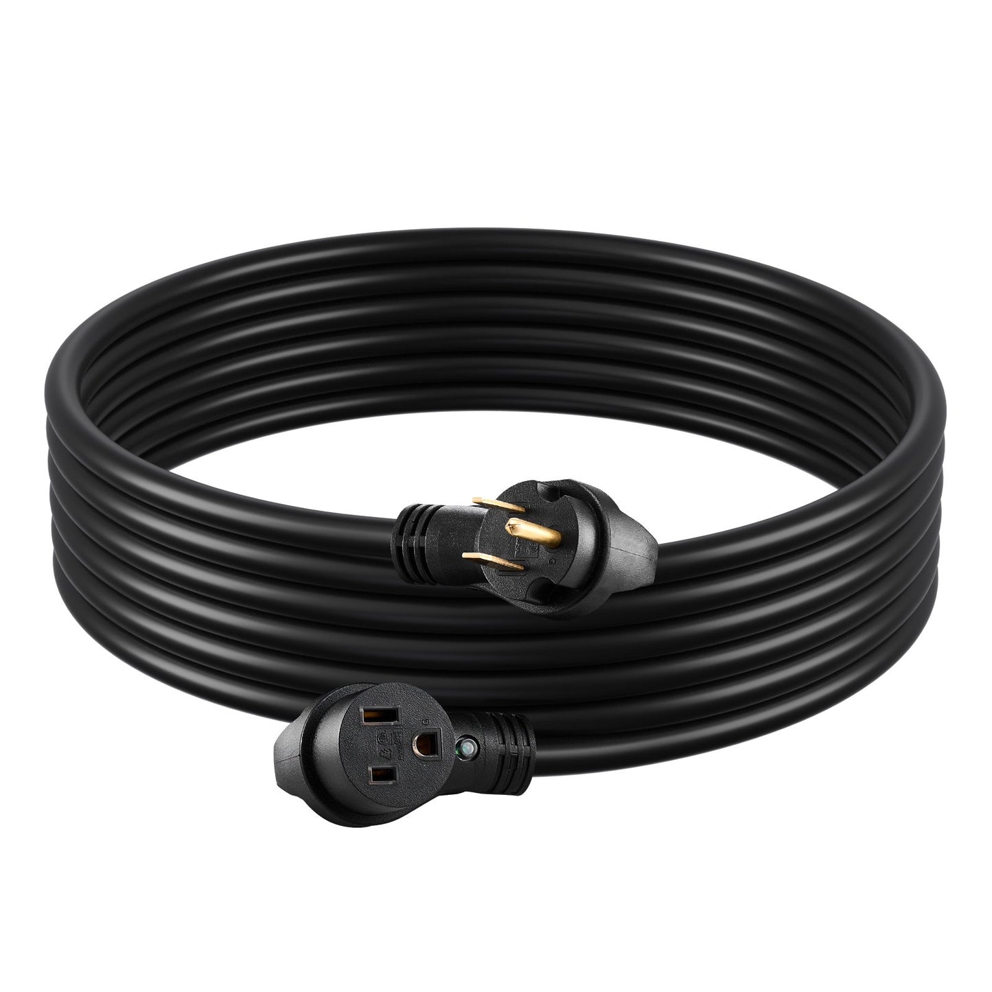 30A Generator Extension Cord 25 Ft Power Cable 250V NEMA 6-50P to 6-50R Heavy Duty Black