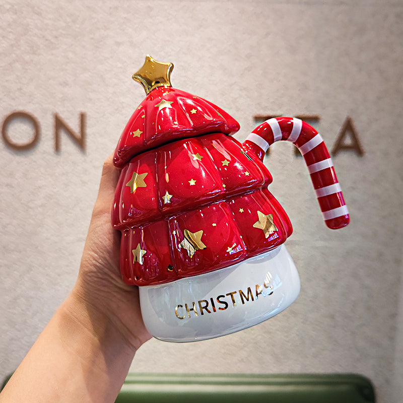 Cute Christmas Tree Cup - Creative Holiday Drinkware, Ceramic, 401-500mL