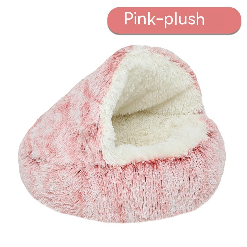 Semi Enclosed Pet Cat Bed & Dog House - Soft Plush Nest for Small to Large Pets