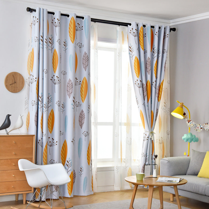 Nordic Style Leaf-Shading Curtain for Bedroom & Living Room - Modern Home Textile