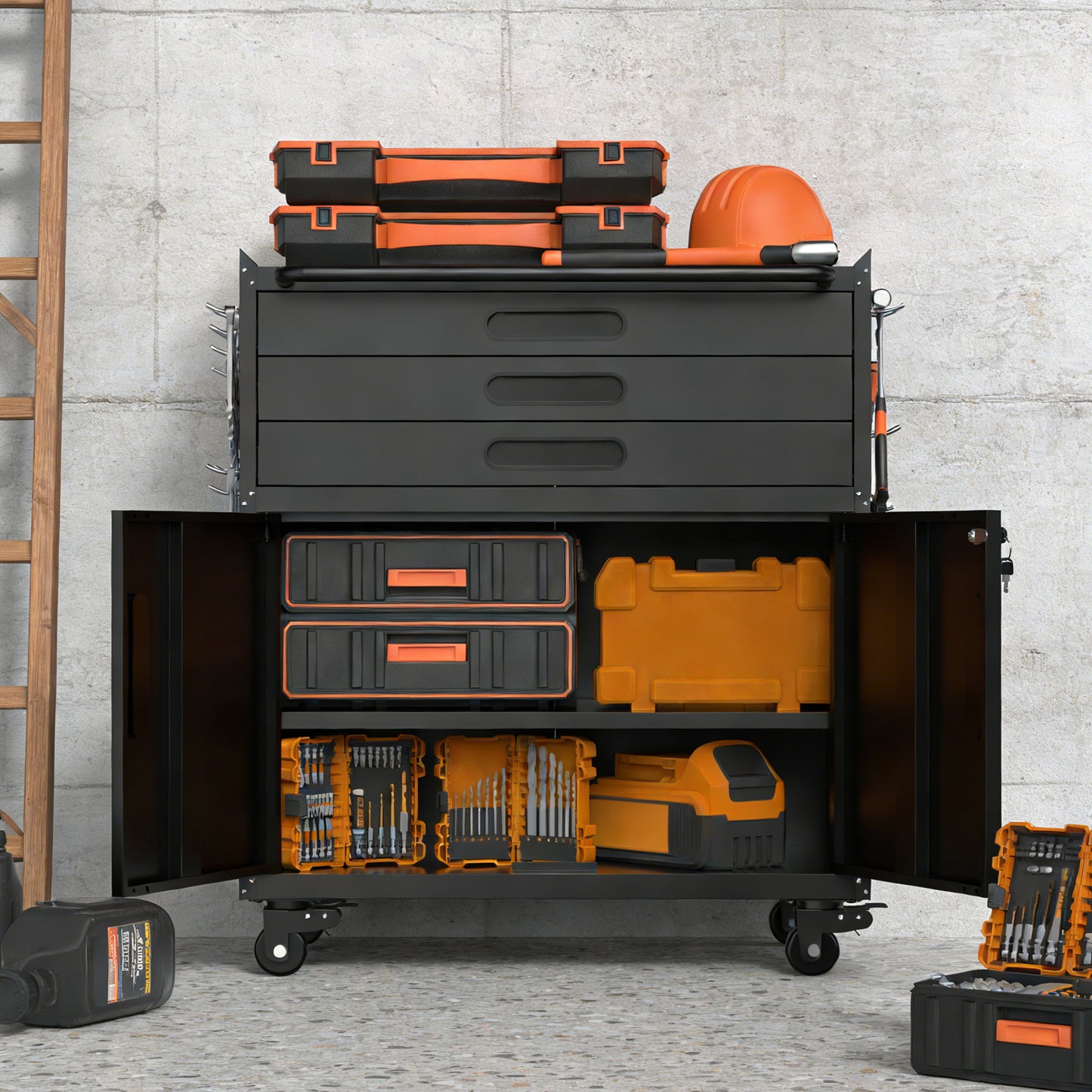 34.3 Rolling Metal Tool Cabinet - Heavy Duty Garage Storage With