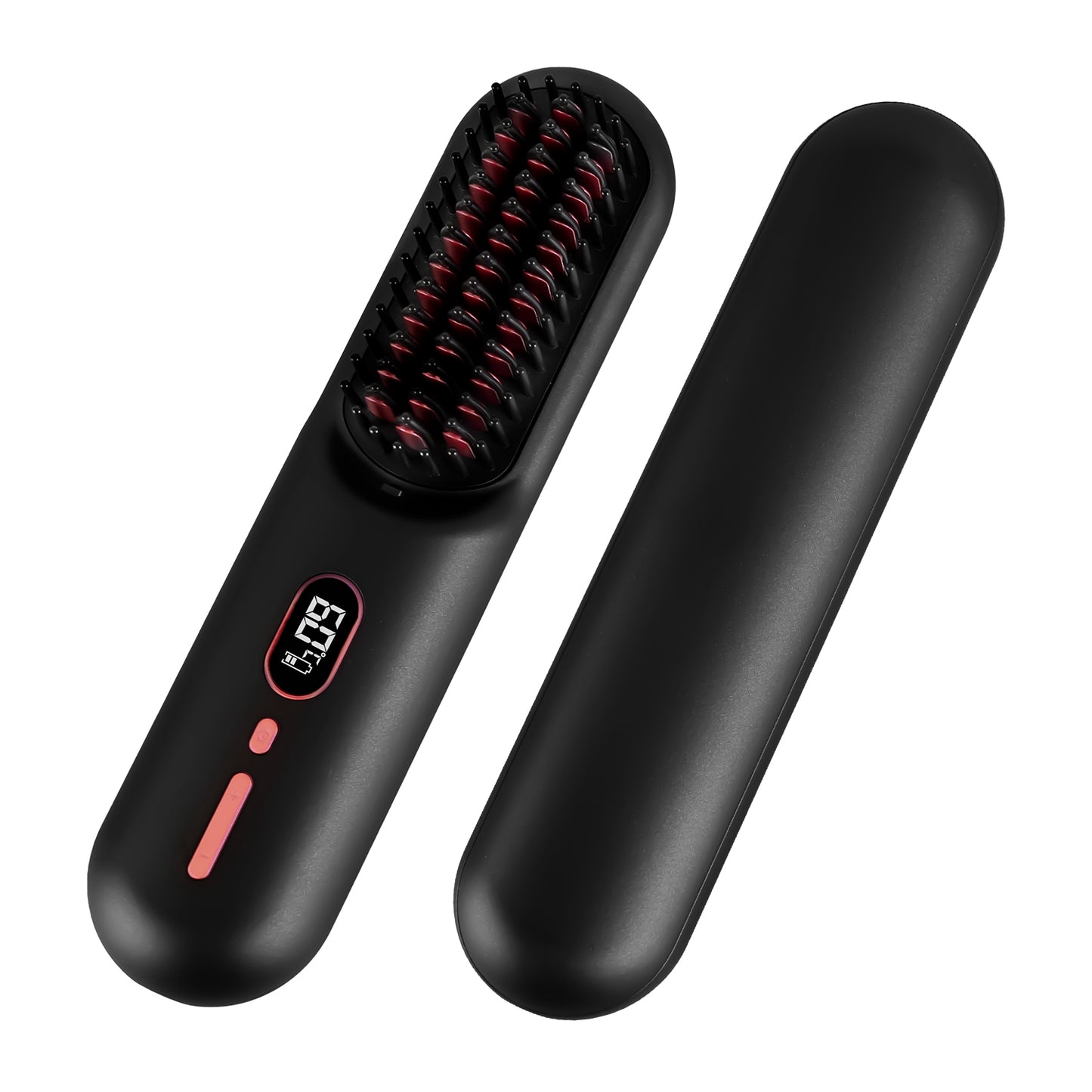 Cordless Negative Ion Hair Straightener Brush - Portable Rechargeable Comb