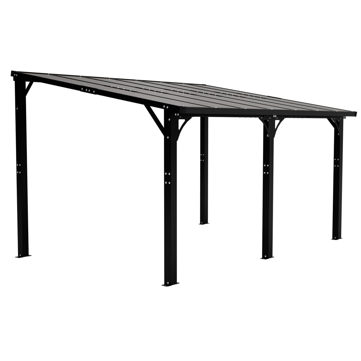 14x10 FT Hardtop Gazebo with Polycarbonate Roof - Brown