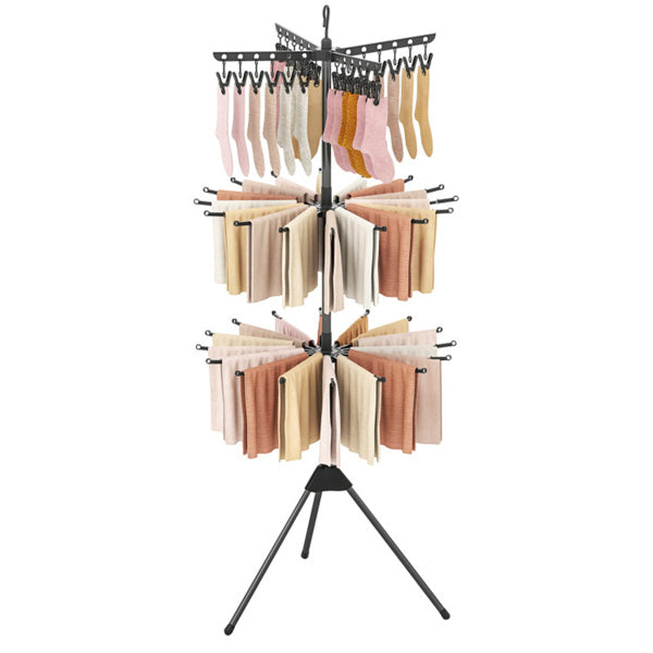 Foldable 3-Tier Laundry Drying Rack with 24 Clips & 32 Rods - Space Saving Clothes Dryer