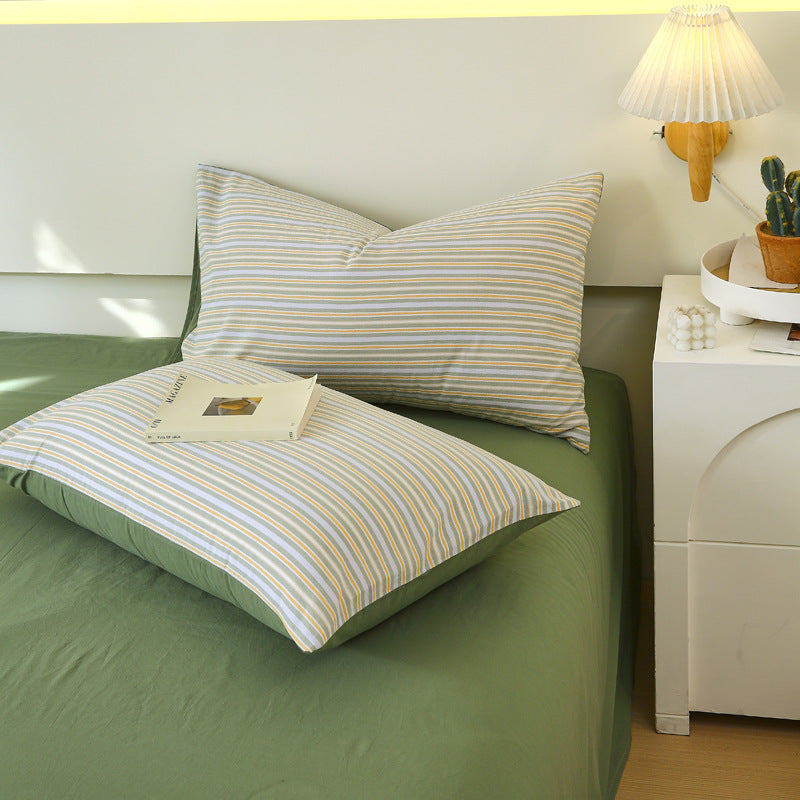 Washed Cotton Pillowcase Set - Double Piece Japanese Style Home Textiles
