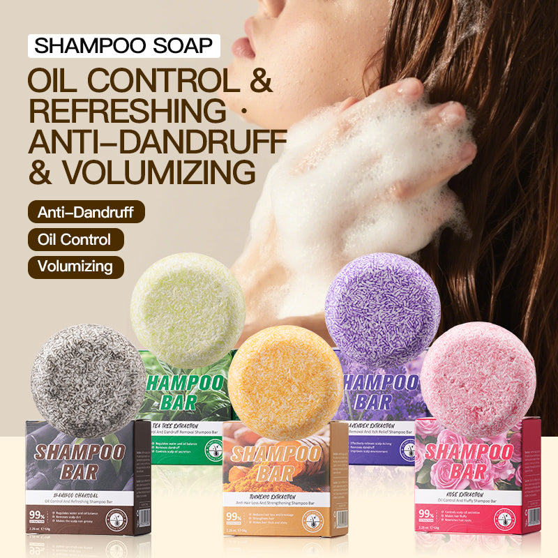 Bamboo Charcoal Oil Control Shampoo Soap 64g - Refreshing Hair Care for Oil-Free Scalp