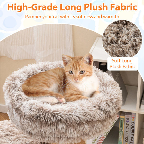 Natural Pear Wood Cat Tree with Scratching Posts & Plush Balls - Multi-Level Cat Furniture