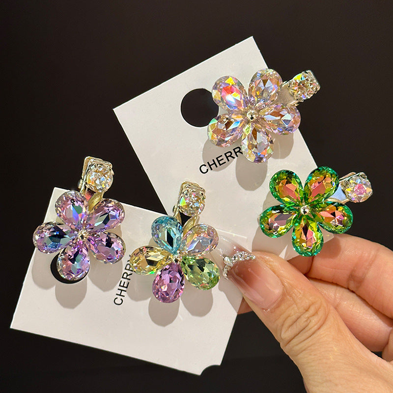 Elegant Crystal Flower Hair Clips - Side Barrettes for Women