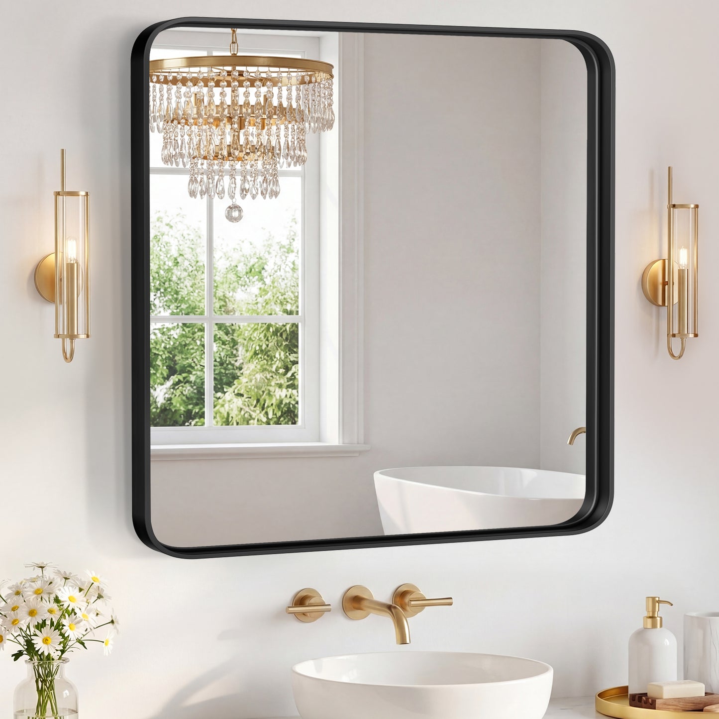 Rectangular Metal Frame Wall Mirror - Modern Decorative Home Decor