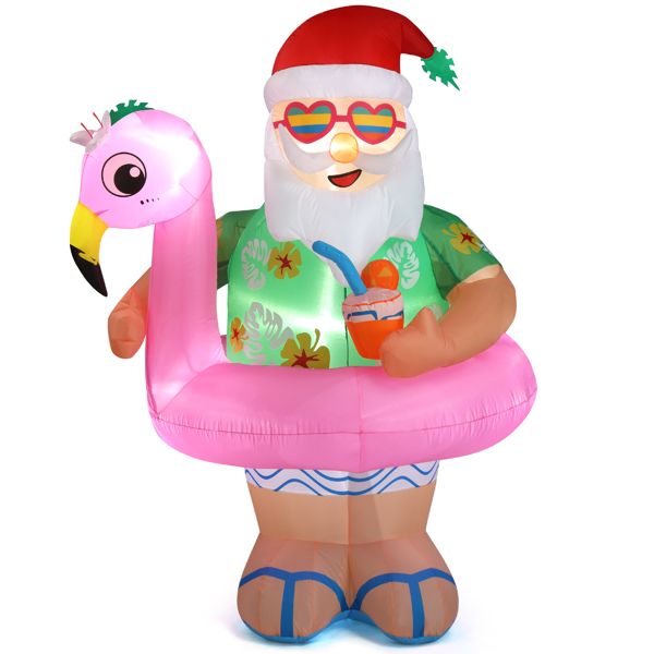 5.9 FT Inflatable Hawaii Santa Claus Decoration with LED Lights