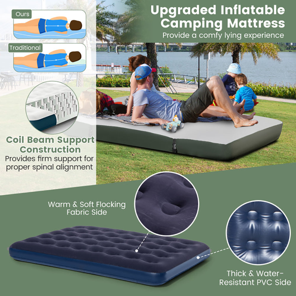 Multifunctional Foldable Camping Tent Cot with Air Mattress & Sleeping Bags