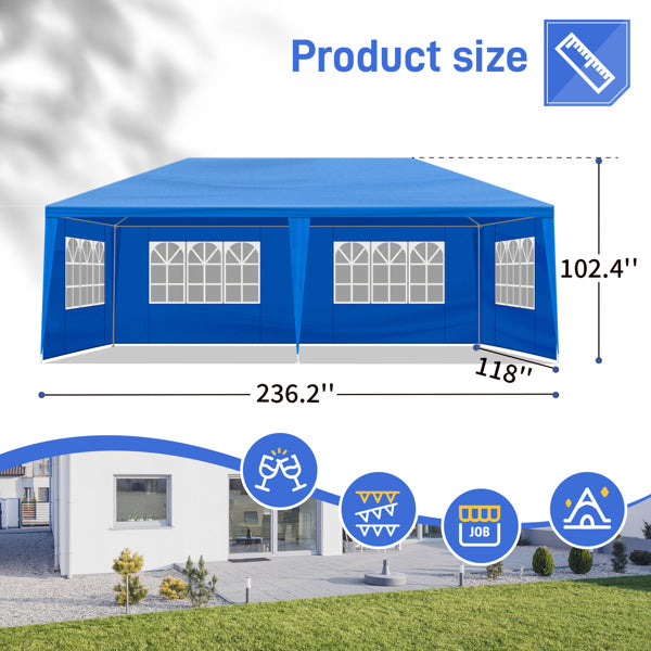 10x20 Outdoor Party Tent with Removable Sidewalls - Blue