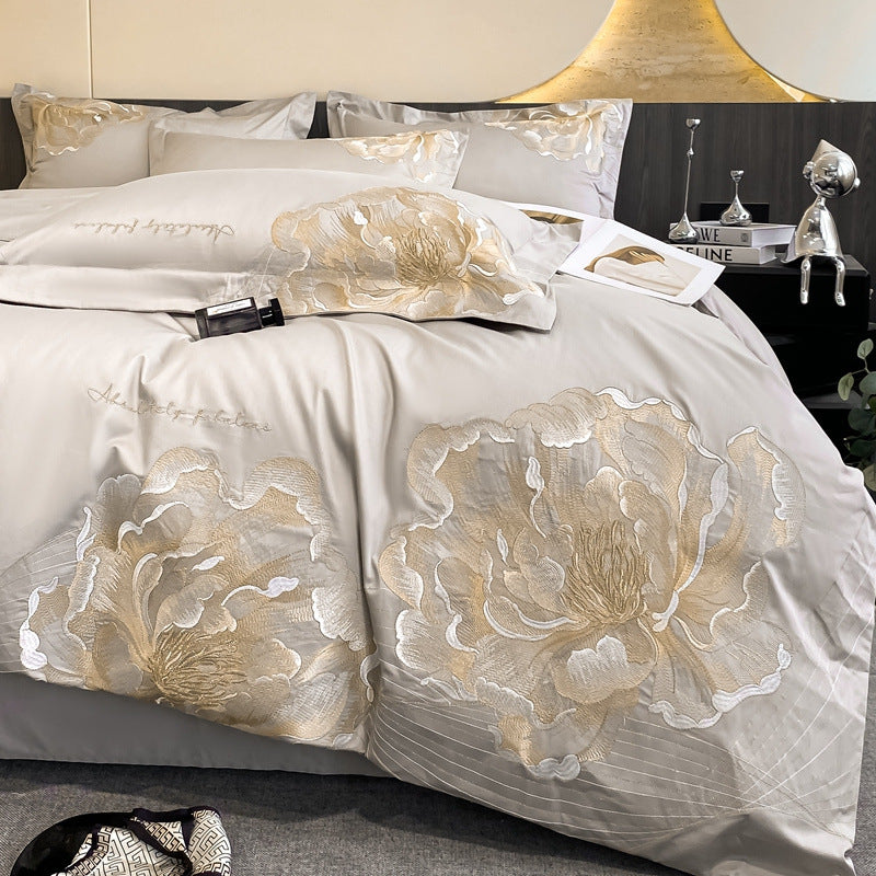 Cotton Embroidered Fitted Bed Sheet Set - Multiple Sizes & Patterns