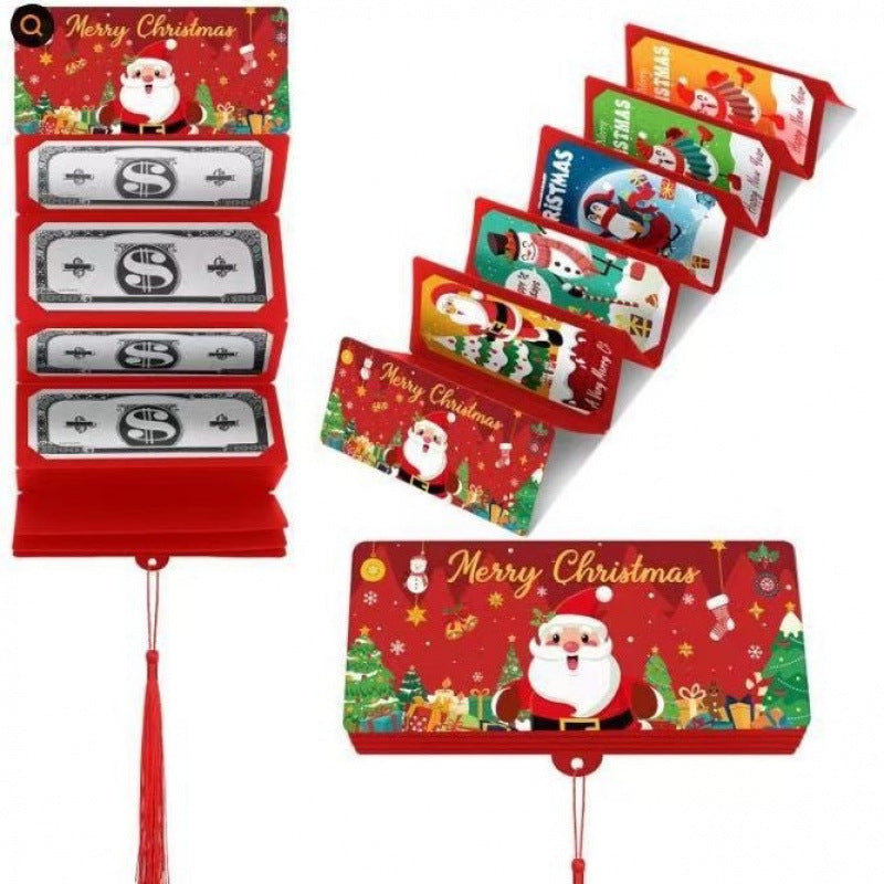 Foldable Dollar Bill Holder with 10 Slots Christmas Party Money Box Red Envelope