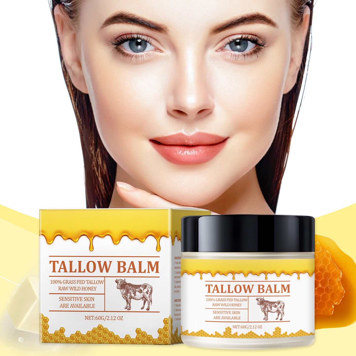 Hydrating Tallow Balm Moisturizer for Face and Body - Deeply Soothing Cream