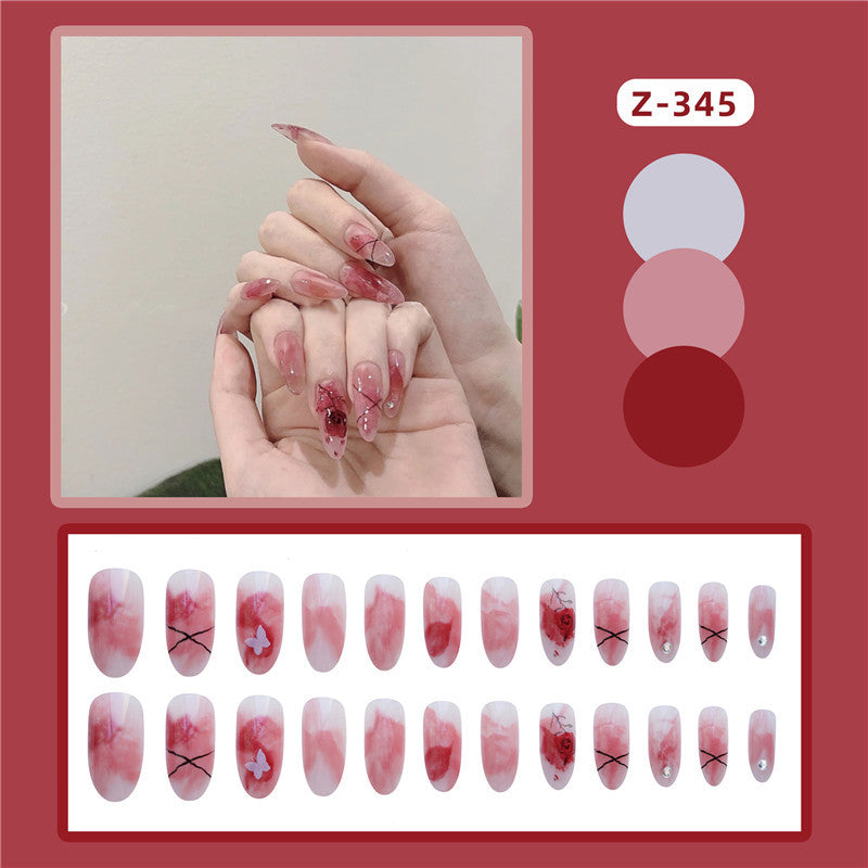 False Nail Sheet with Rose Pattern - Nail Art Tips & Accessories