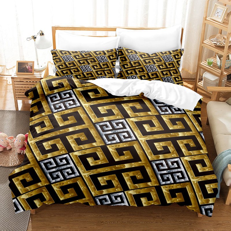 Digital Brushed Chemical Fiber Bedding Set - Multiple Sizes & Patterns