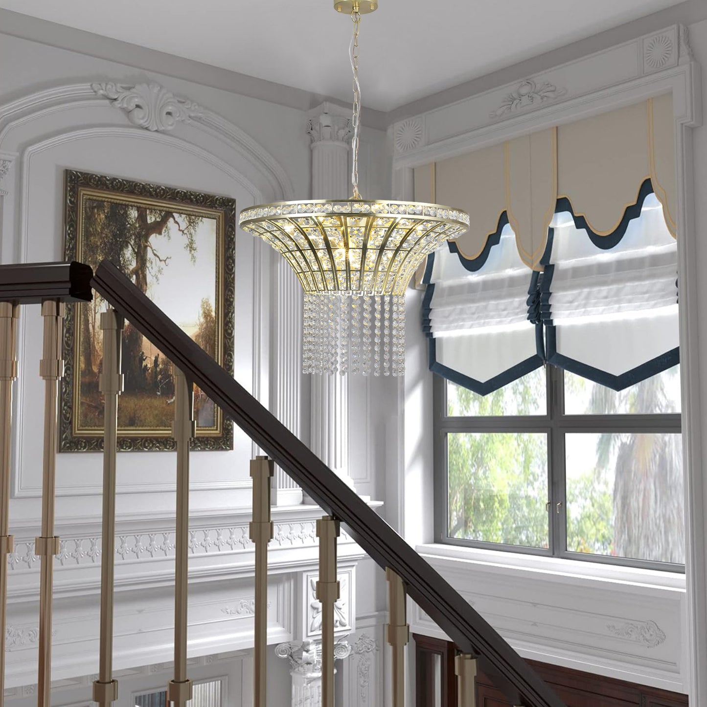 Crystal Waterfall Chandelier - 8-Light, 23.6" Wide